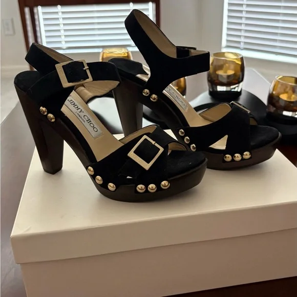 Jimmy Choo Urban Black Suede Women's Platform Sandals. Size 37 (6.5M) - Picture 2 of 16